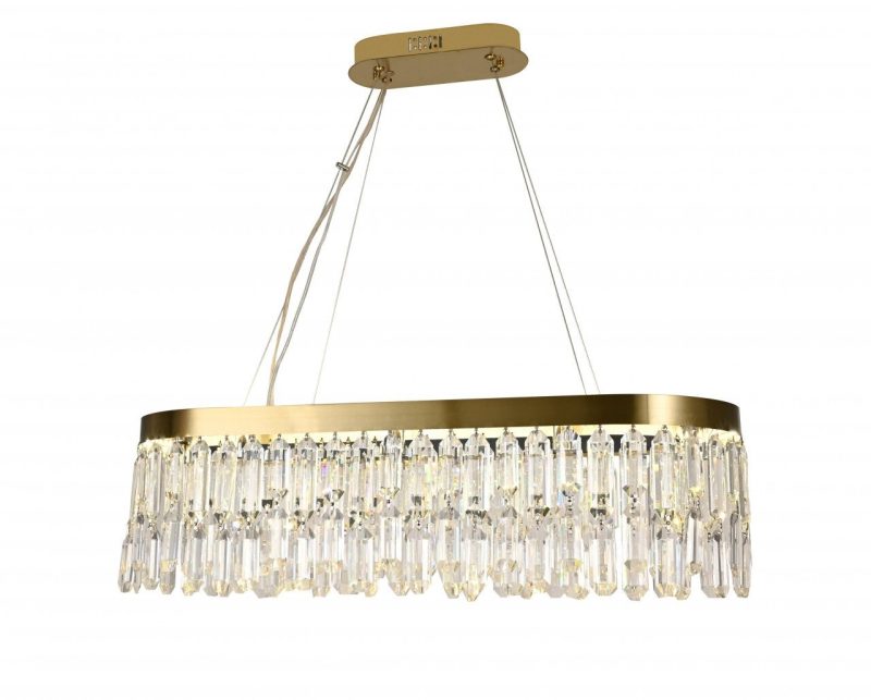 Candelabru cristal Led cu Telecomanda, Elit's, Ayala II, 74W Gold, 80x30 cm