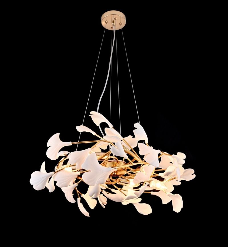 Lustra led , Exclusive Evelyn L Gold-Alb, 6 becuri E14