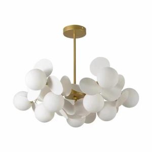 Lustra Led G9, Iris Gold Alb,Cu 10 Abajururi Sticla