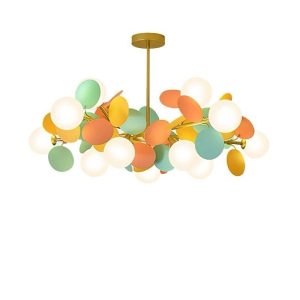Lustra Led G9, Iris Multicolor, Cu 15 Abajururi Sticla