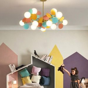 Lustra Led G9, Iris Multicolor, Cu 15 Abajururi Sticla