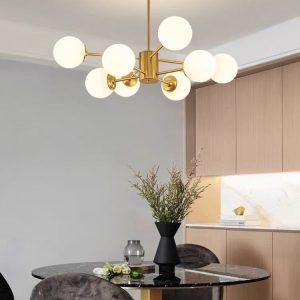 Lustra led Elit's Lor Abajur sticla 8 X E27, Gold