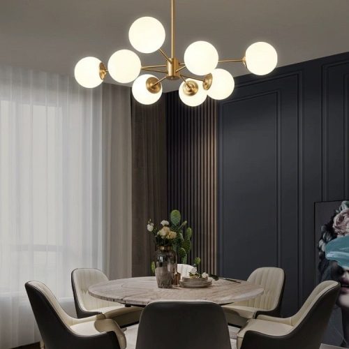 Lustra led Elit's Lor Abajur sticla 8 X E27, Gold