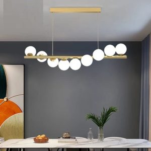 Lustra LED Pendul Elit's Imala, 9 Abajururi, bec G9, Gold