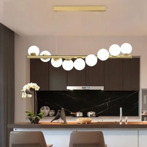 Lustra LED Pendul Elit's Imala, 9 Abajururi, bec G9, Gold