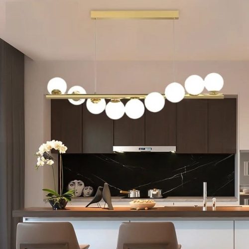 Lustra LED Pendul Elit's Imala, 11Abajururi, bec G9, Gold