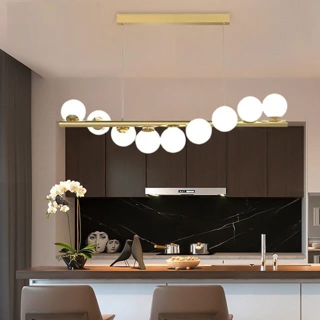 Lustra LED Pendul Elit's Imala, 9 Abajururi, bec G9, Gold
