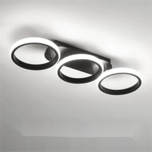 Lustra LED Plafoniera,Elit's B130-3BK, 3 Tipuri De Lumina, 54W, Negru Rotunda