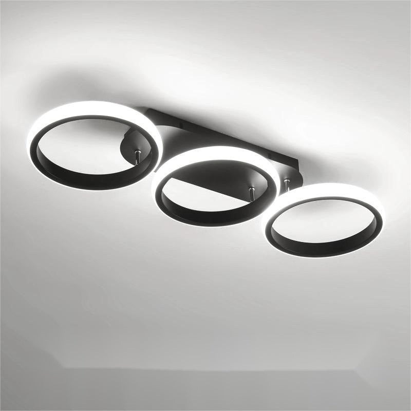Lustra LED Plafoniera,Elit's B130-3BK, 3 Tipuri De Lumina, 54W, Negru Rotunda