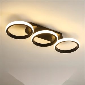 Lustra LED Plafoniera,Elit's B130-3BK, 3 Tipuri De Lumina, 54W, Negru Rotunda