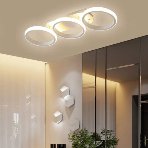 Lustra LED Plafoniera,Elit's B130-3BK, 3 Tipuri De Lumina, 54W, Alb Rotunda