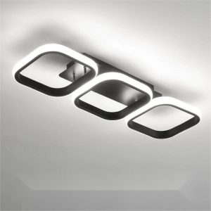 Lustra LED Plafoniera, B130-3BK, 3 Tipuri De Lumina, 54W, Negru Patrata