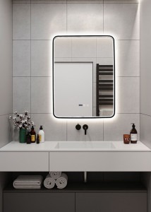 Oglindă Baie LED și Dezaburire Premium cu Senzor Touch, Lumina Rece, Caldă și Neutră,Elit's 60x80cm, Rama Negru Antichizat