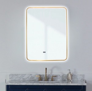 Oglindă Baie LED și Dezaburire Premium cu Senzor Touch, Lumina Rece, Caldă și Neutră,Elit's 60x80cm, Rama Bronz Antichizat