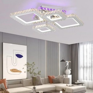 Lustra LED Cu Telecomanda, Elit's Cristal, Cromat , 140W, RGB,