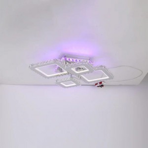 Lustra LED Cu Telecomanda, Elit's Cristal, Cromat , 140W, RGB,