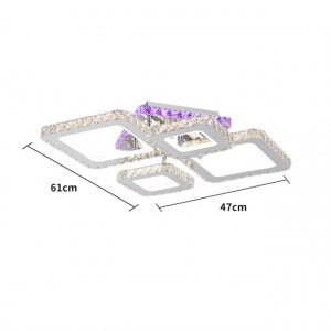 Lustra LED Cu Telecomanda, Elit's Cristal, Cromat , 140W, RGB,