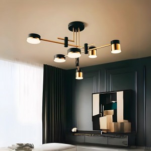 Untitled (41) Lustra LED Cu Telecomanda Elit's Zelma, 3 Tipuri De Lumina, 55W, Negru/Auriu
