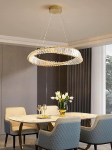 Lustra LED Tip Pendul Ruwayda, Cu Telecomanda, 3 Tipuri De Lumina, Inaltime Reglabila, 70W, Auriu,Evo