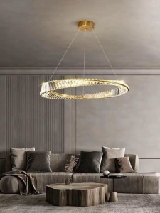 Lustra LED Tip Pendul Ruwayda, Cu Telecomanda, 3 Tipuri De Lumina, Inaltime Reglabila, 70W, Auriu,Evo