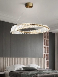 Lustra LED Tip Pendul Ruwayda, Cu Telecomanda, 3 Tipuri De Lumina, Inaltime Reglabila, 70W, Auriu,Evo