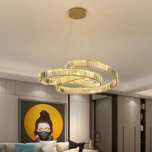 Lustra LED Tip Pendul Elit's Ruwayda Two, Cu Telecomanda, 3 Tipuri De Lumina, Inaltime Reglabila, 192W, Auriu