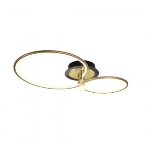 Lustra LED Elit's Maddy, Cu Telecomanda, 3 Tipuri De Lumina, Intensitate Reglabila, 53W, Negru/Auriu