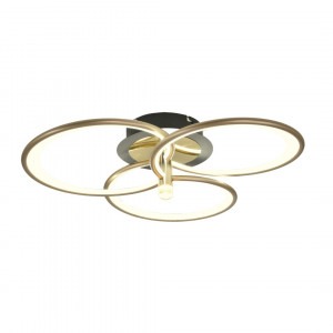 Lustra LED Elit's Maddy One, Cu Telecomanda, 3 Tipuri De Lumina, Intensitate Reglabila, 63W, Negru/Auriu