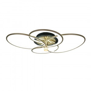 Lustra LED Elit's Maddy Two, Cu Telecomanda, 3 Tipuri De Lumina, Intensitate Reglabila, 103W, Negru/Auriu