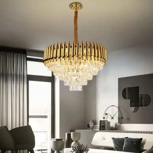 Candelabru de cristal Elit's Raven, 40cm, culoare aurie