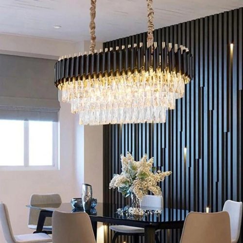 Candelabru de cristal  Elit's Raven, 80-30 cm, negru cu auriu