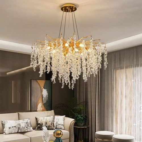 Candelabru LED Cristal Elit's Evea Gold, 8xE14, 60 cm
