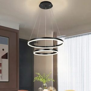 Lustra LED Cu Telecomanda, 2 cercuriNegru, 120w Elit's
