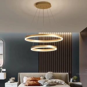 Lustra LED Cu Telecomanda, 2 cercuri Gold, 120w Elit's