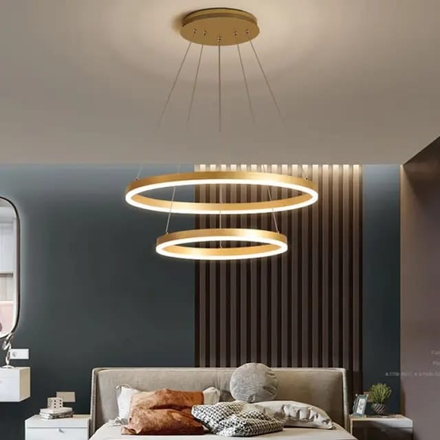 Lustra LED Cu Telecomanda, 2 cercuri Gold, 120w Elit's