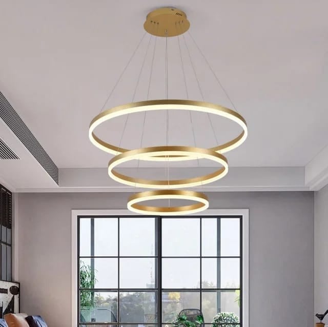Lustra LED Cu Telecomanda, 3 cercuri Gold Elit's