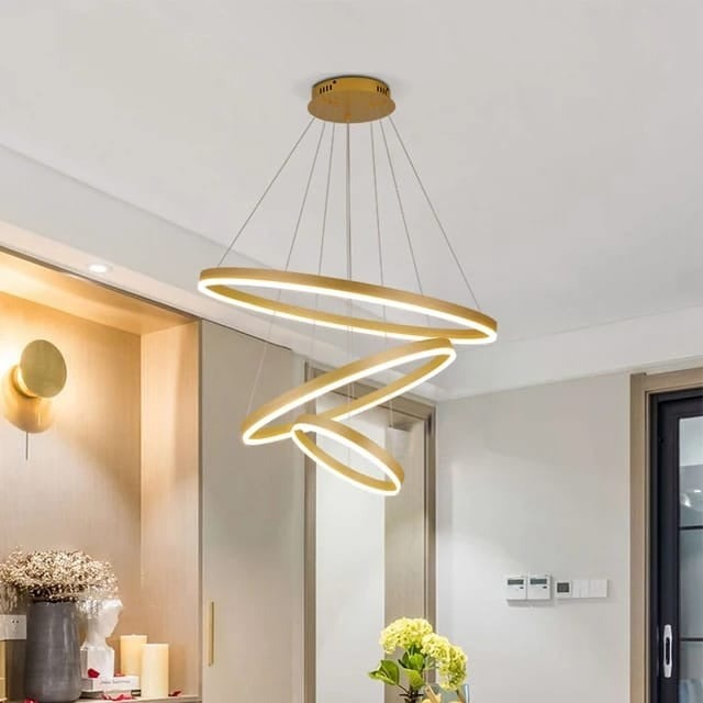 Lustra LED Cu Telecomanda, 3 cercuri Gold Elit's