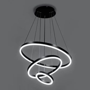 Lustra LED Cu Telecomanda, 3 cercuri Negru Elit's