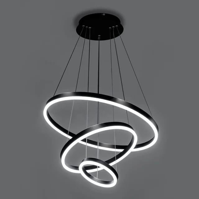 Lustra LED Cu Telecomanda, 3 cercuri Negru Elit's