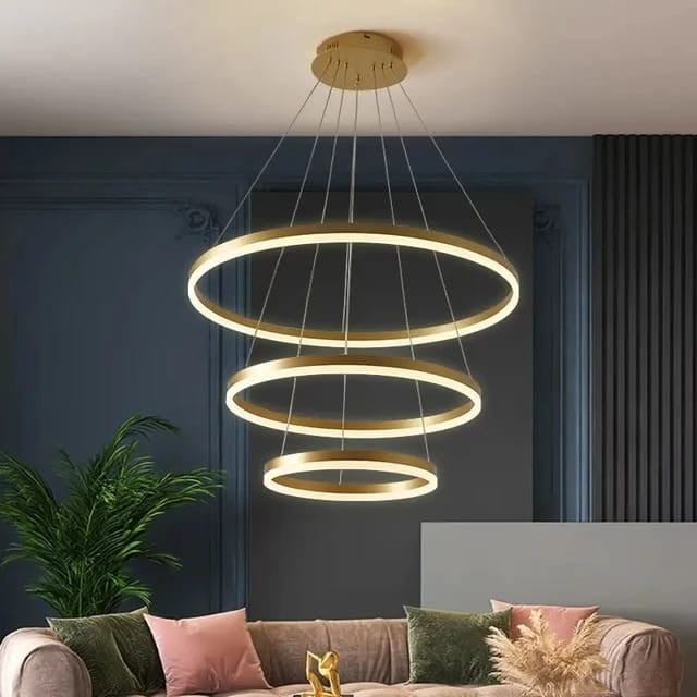 Lustra LED Cu Telecomanda, 3 cercuri Gold Elit's