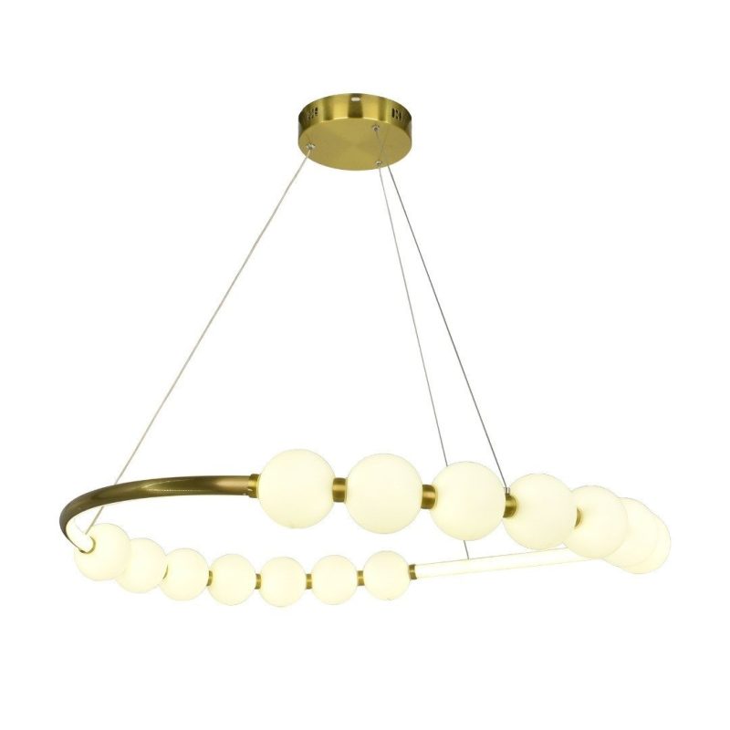 Lustra Led Cu Telecomanda, 3 Tipuri De Lumina, Inaltime Reglabila, 48W, Gold