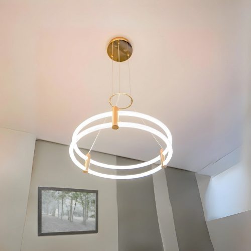 lustra-led-cu-telecomanda-3-tipu (5) Lustra Led Cu Telecomanda, 3 Tipuri De Lumina, Inaltime Reglabila, 110W, Gold