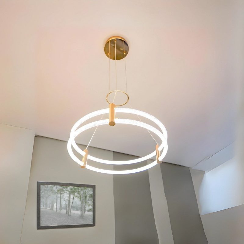 Lustra Led Cu Telecomanda, 3 Tipuri De Lumina, Inaltime Reglabila, 110W, Gold