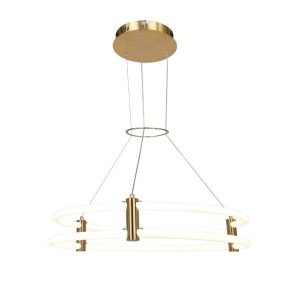 Lustra Led Cu Telecomanda, 3 Tipuri De Lumina, Inaltime Reglabila, 110W, Gold