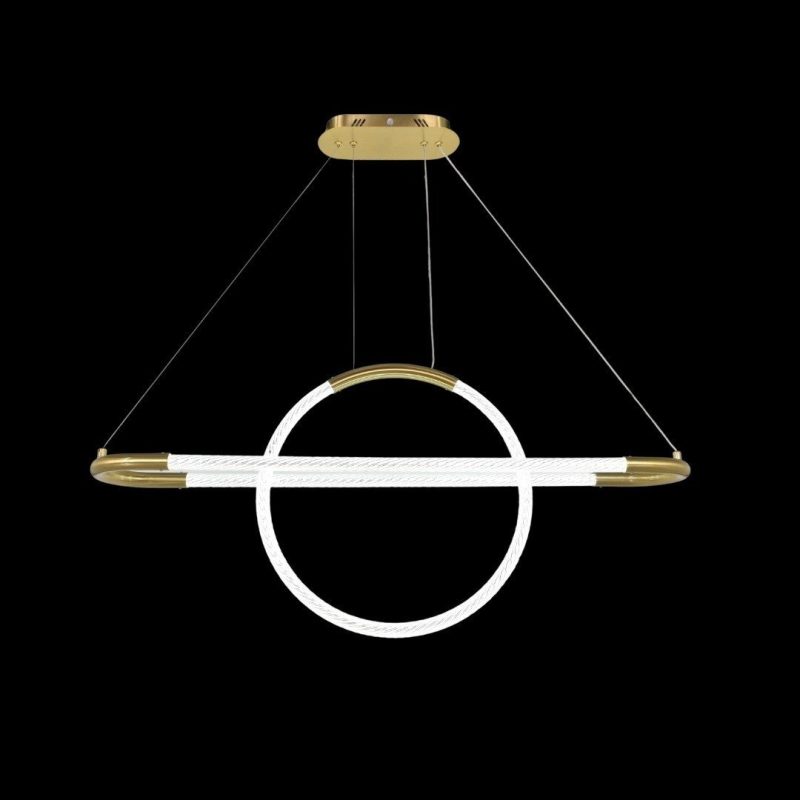 Lustra Led Cu Telecomanda, 3 Tipuri De Lumina, Inaltime Reglabila, 50W, Gold