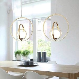 Lustră pendul cu glob alb,Elit's Gold 40cm