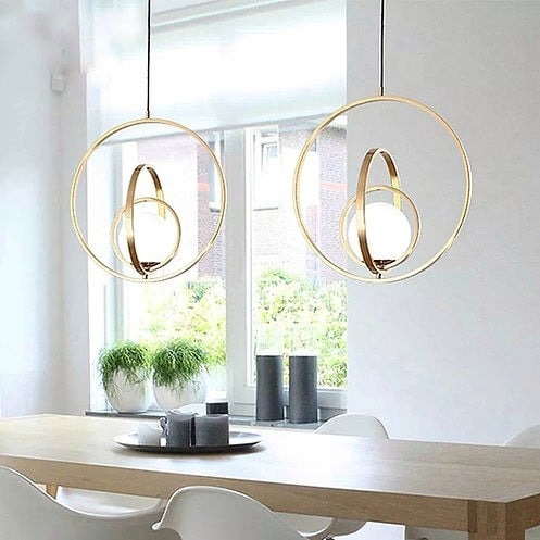 Lustră pendul cu glob alb,Elit's Gold 40cm