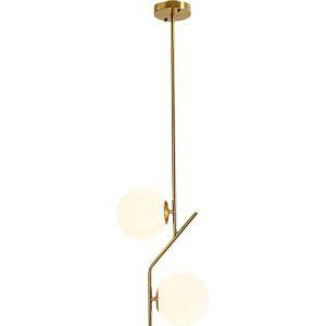 Lustra Pendul Sticla,Elit's Cu Abajur, 2 X E14, Inaltime Reglabila, Gold