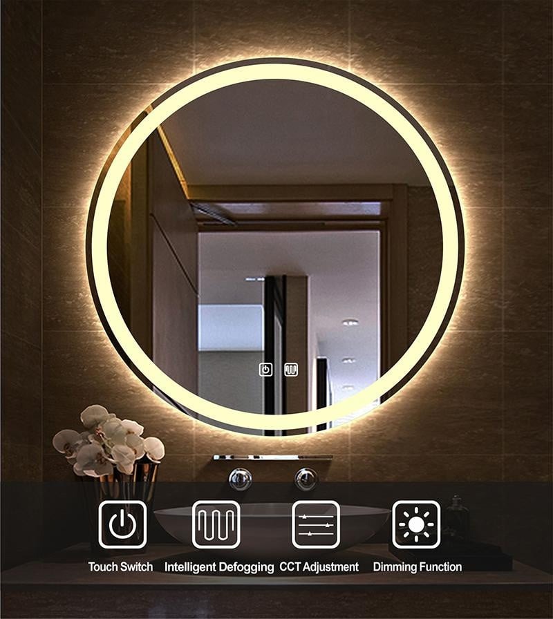 Oglindă Baie LED Premium cu Senzor Touch,Elit's Lumina Rece/Calda/Neutra, 70cm