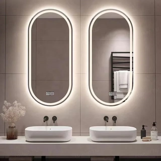 Oglindă Baie LED și Dezaburire Premium cu Senzor Touch, Lumina Rece, Caldă și Neutră,Elit's 55x100cm